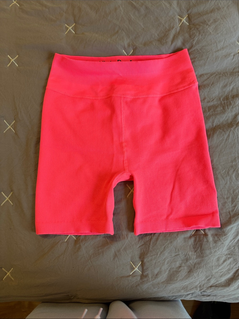 Calvin Klein Neon Pink Ribbed High-Waist Bike Shorts